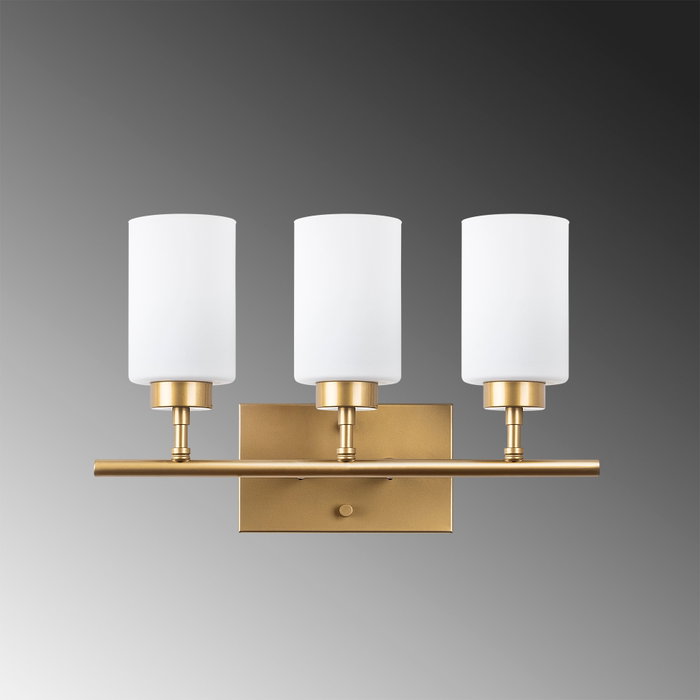 Opviq Lámpara de pared dorada con cuerpo de metal y tapa de cristal